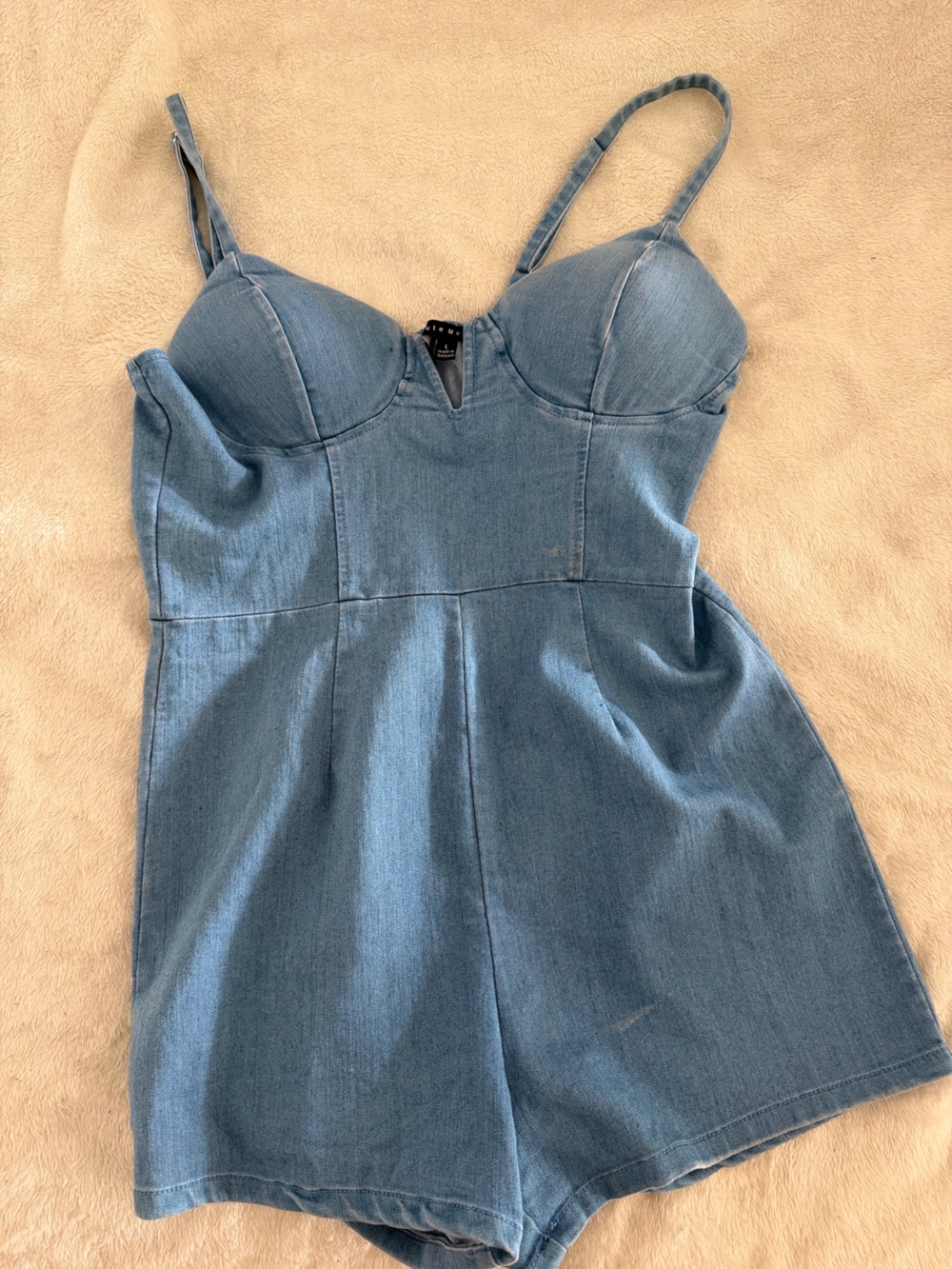 Blue Denim Fit-and-Flare romper